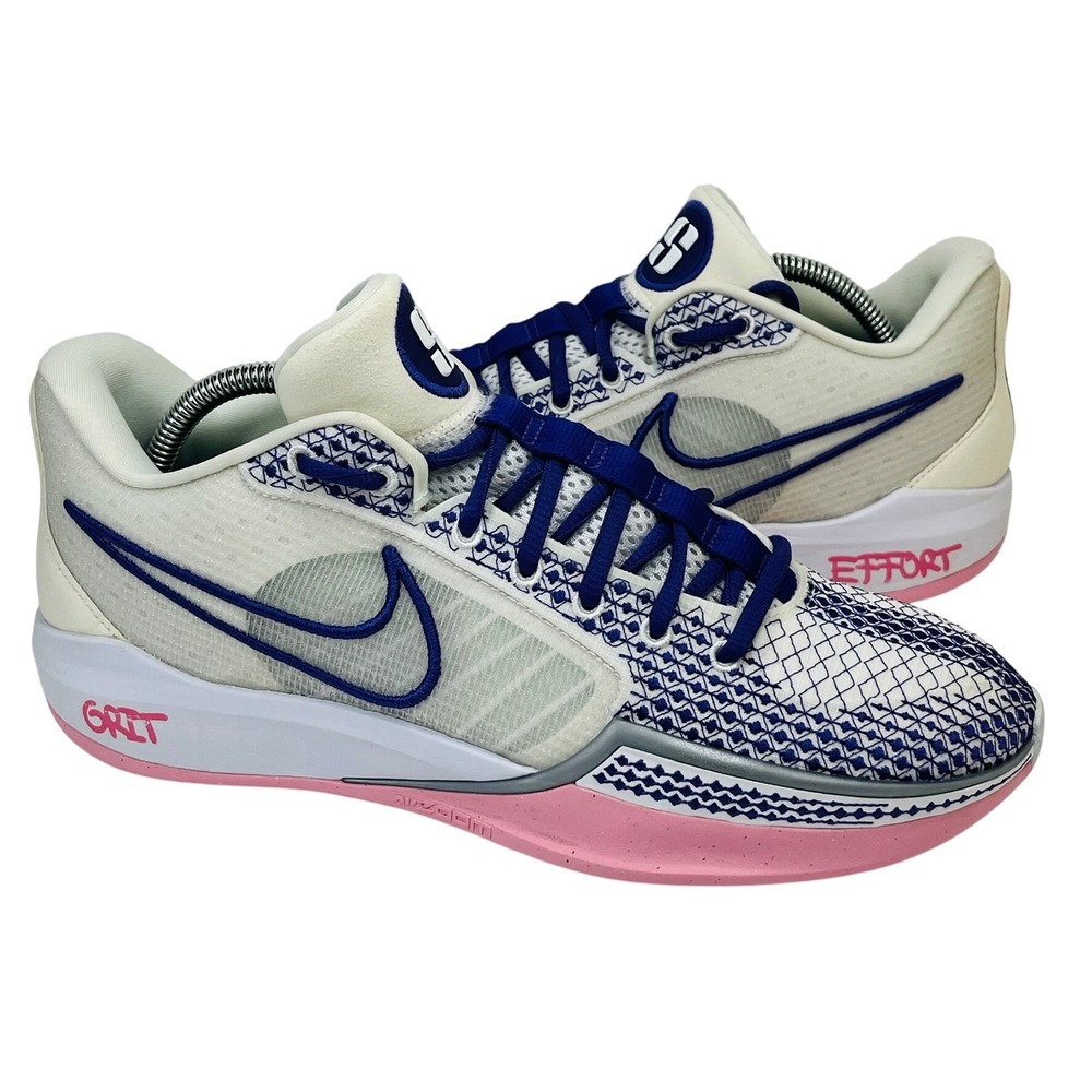 Nike Sabrina 1 Basketball Shoes Womens 10.5 White Blue Pink Grit Effort FJ4036